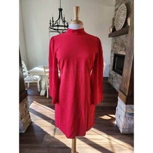 NWT Alice + Olivia Bailey Mini Red Mock Neck Bell Sleeve Shift Dress Size 6 $330